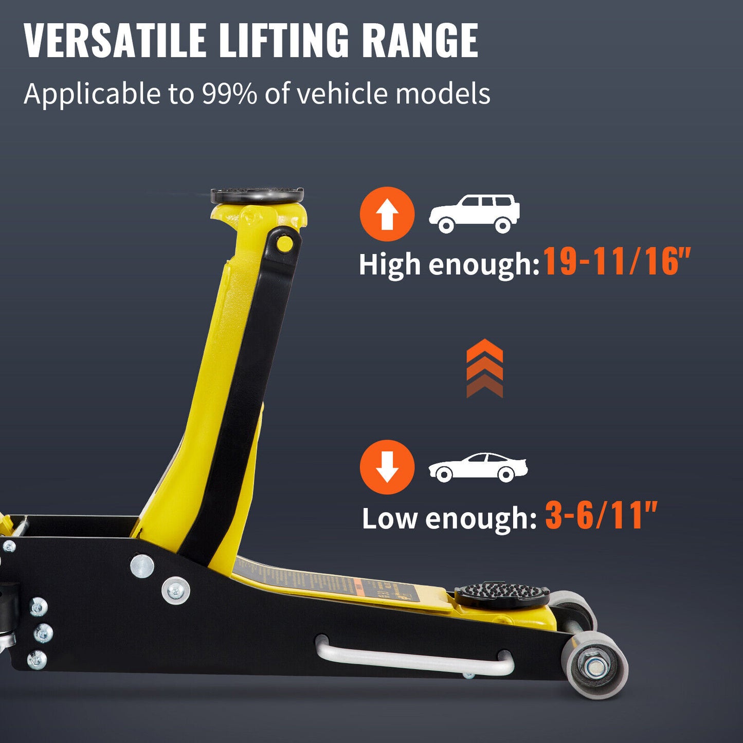 Quick Lift Pump Floor Jack Low Profile 3 Ton Steel Dual Pistons Aluminum