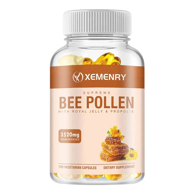 Bee Pollen Supplement - Enhance Immunity, Antioxidant, Relieve Joint Inflammation - 120 Capsules