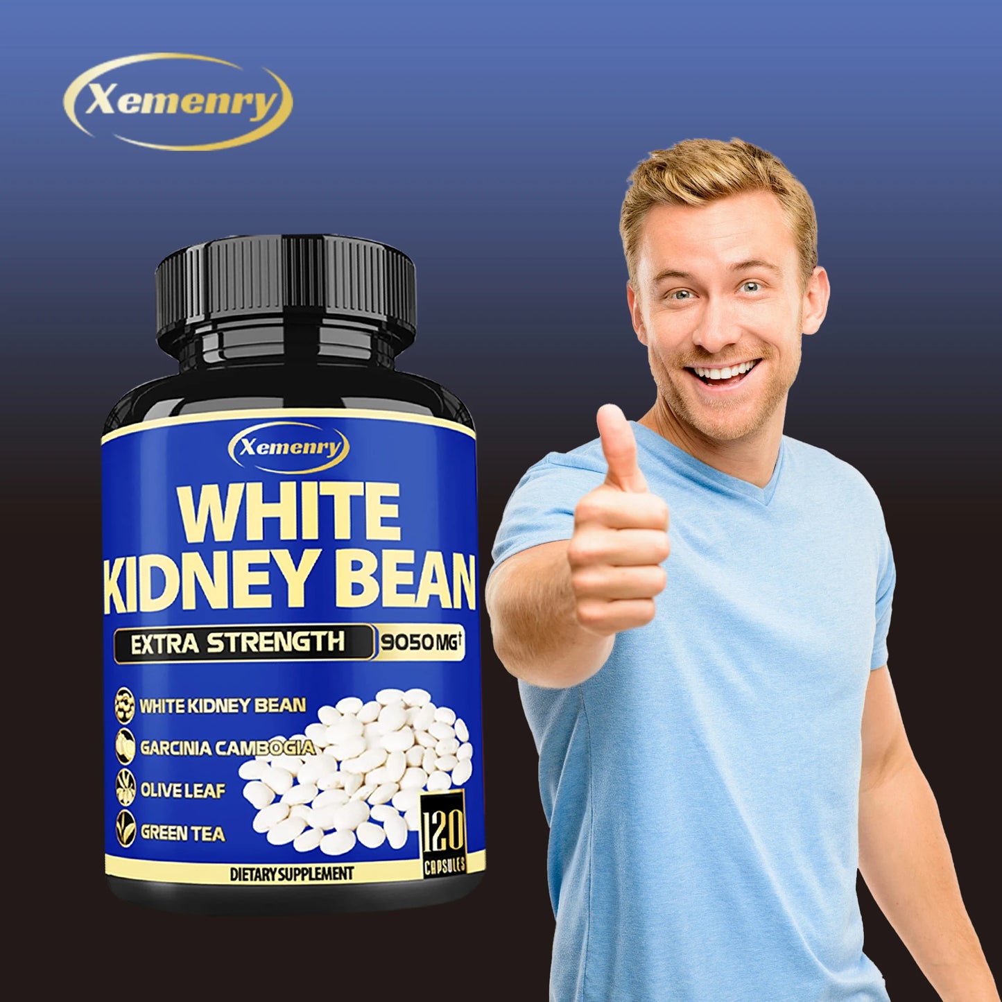 White Kidney Bean Capsules - Improve Appetite, Intestinal Health, Detoxification, Fat Burning, Metabolism - 120 Capsules