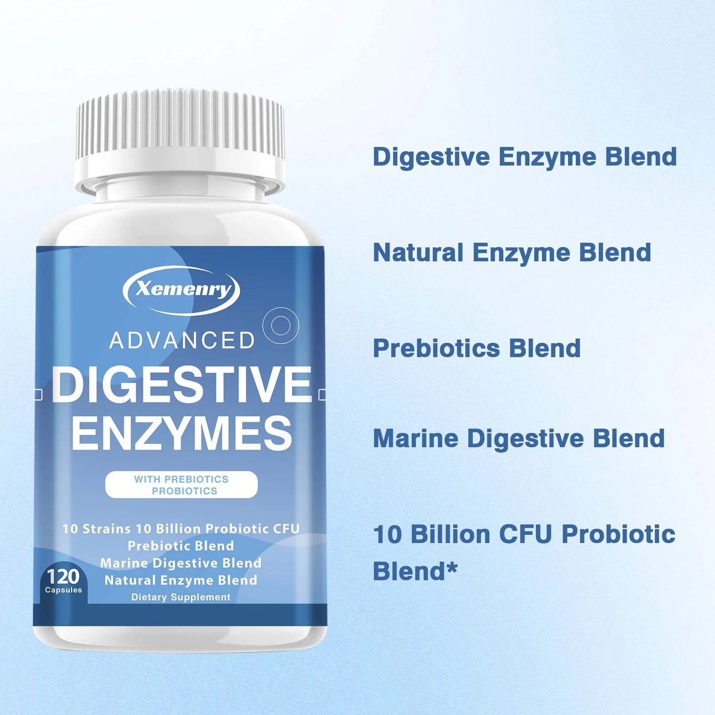 Digestive Enzyme Capsules - with Prebiotics & Probiotics - for Intestinal Digestion and Immune Support - 120 Capsules