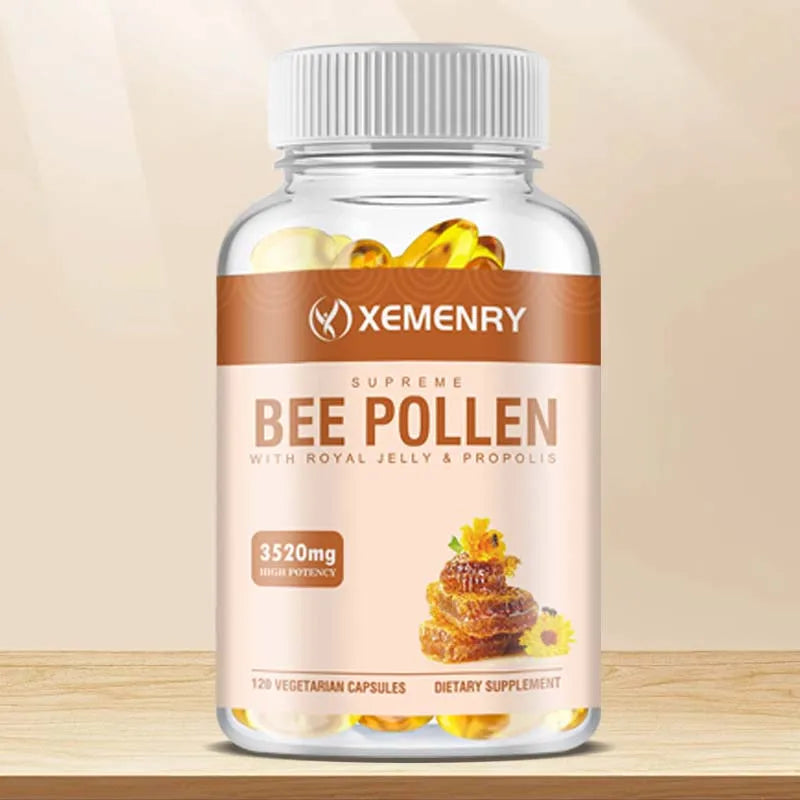 Bee Pollen Supplement - Enhance Immunity, Antioxidant, Relieve Joint Inflammation - 120 Capsules