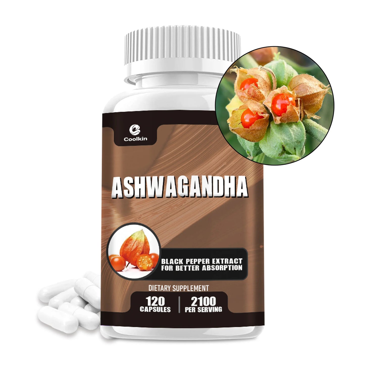 Ashwagandha Capsules - Supports Energy, Reduces Anxiety, Relaxation, Improving Sleep, Enhancing Immunity - 120 Capsules