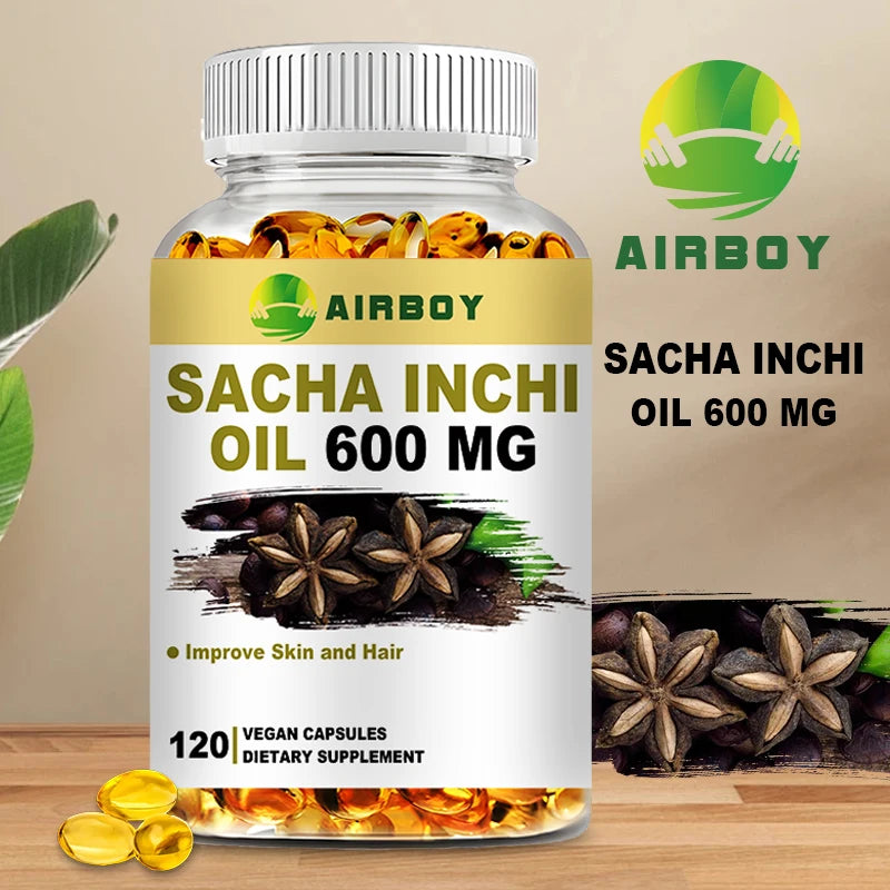 Sacha Inchi Capsules 600 Mg - Rich in Omega 3, 6 and 9 and Antioxidants To Improve Skin and Hair Health - 120 Capsules