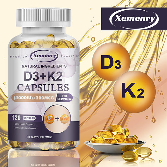 Vitamin D3 + K2 Supplement - Bone Regeneration, Immune Support, Promote Calcium Absorption - 120 Capsules