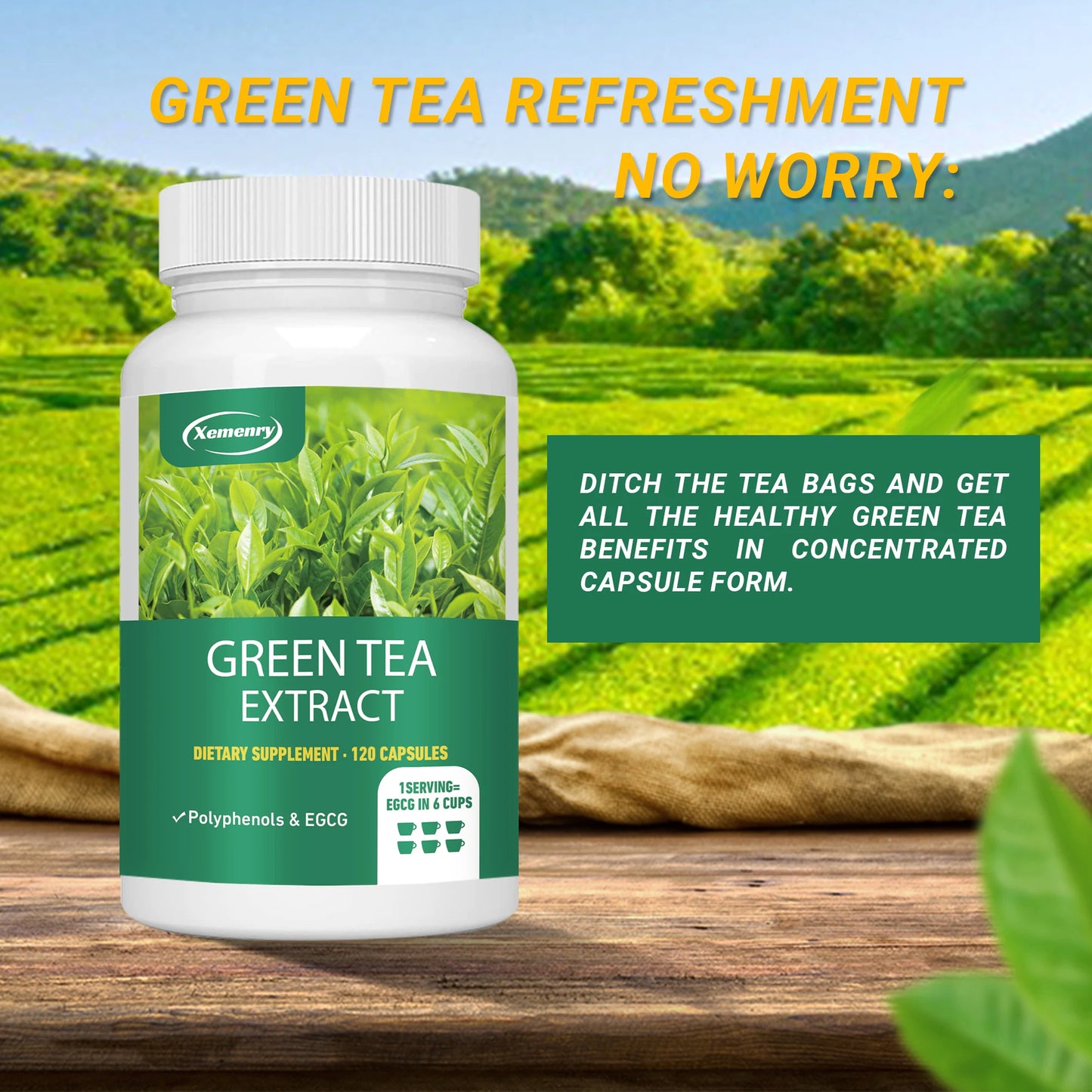 Green Tea Extract - 98% Standardized EGCG - Natural Energy, Promotes Digestion, Metabolism, Weight Management - 120 Capsules