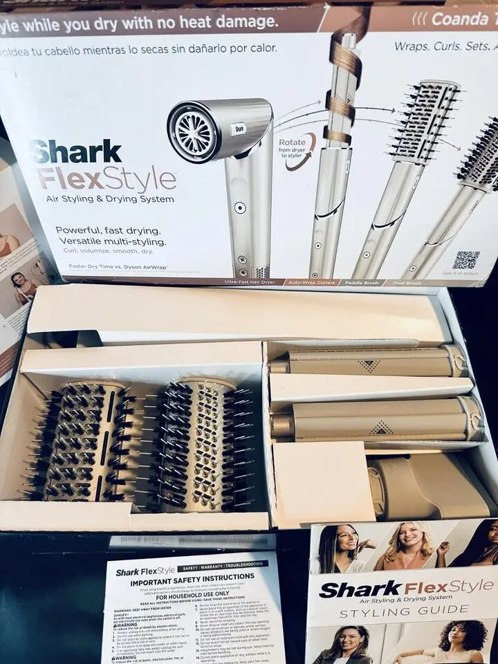 Shark HD430 FlexStyle Negative Ion Hair Dryer&Airwrap,Powerful Hair Dryer Brush & Multi-Styler with Auto-Wrap Curlers