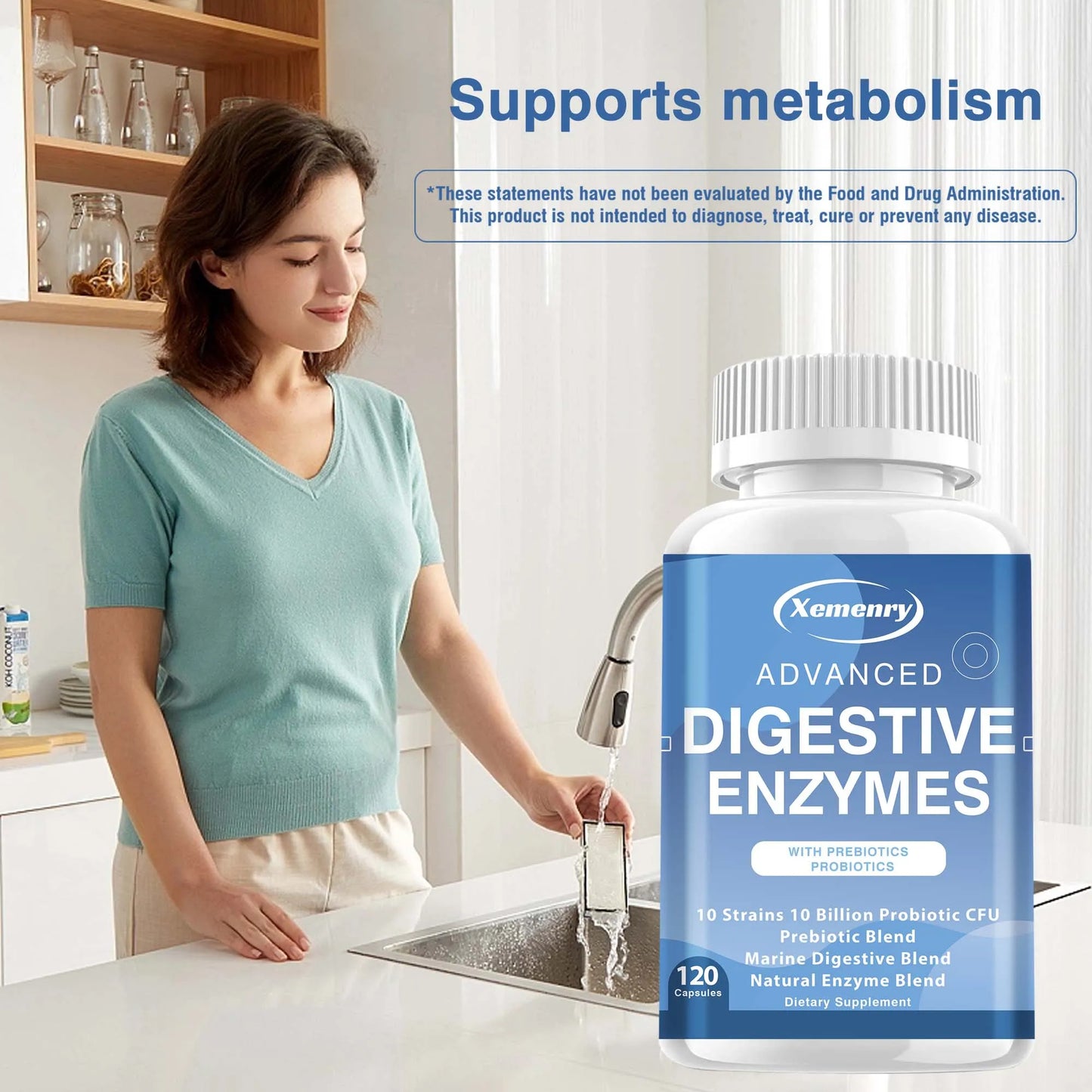 Digestive Enzyme Capsules - with Prebiotics & Probiotics - for Intestinal Digestion and Immune Support - 120 Capsules