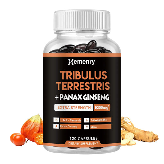 Tribulus Terrestris + Ginseng - Improves Strength, Endurance and Energy for Better Athletic Performance - 120 Capsules