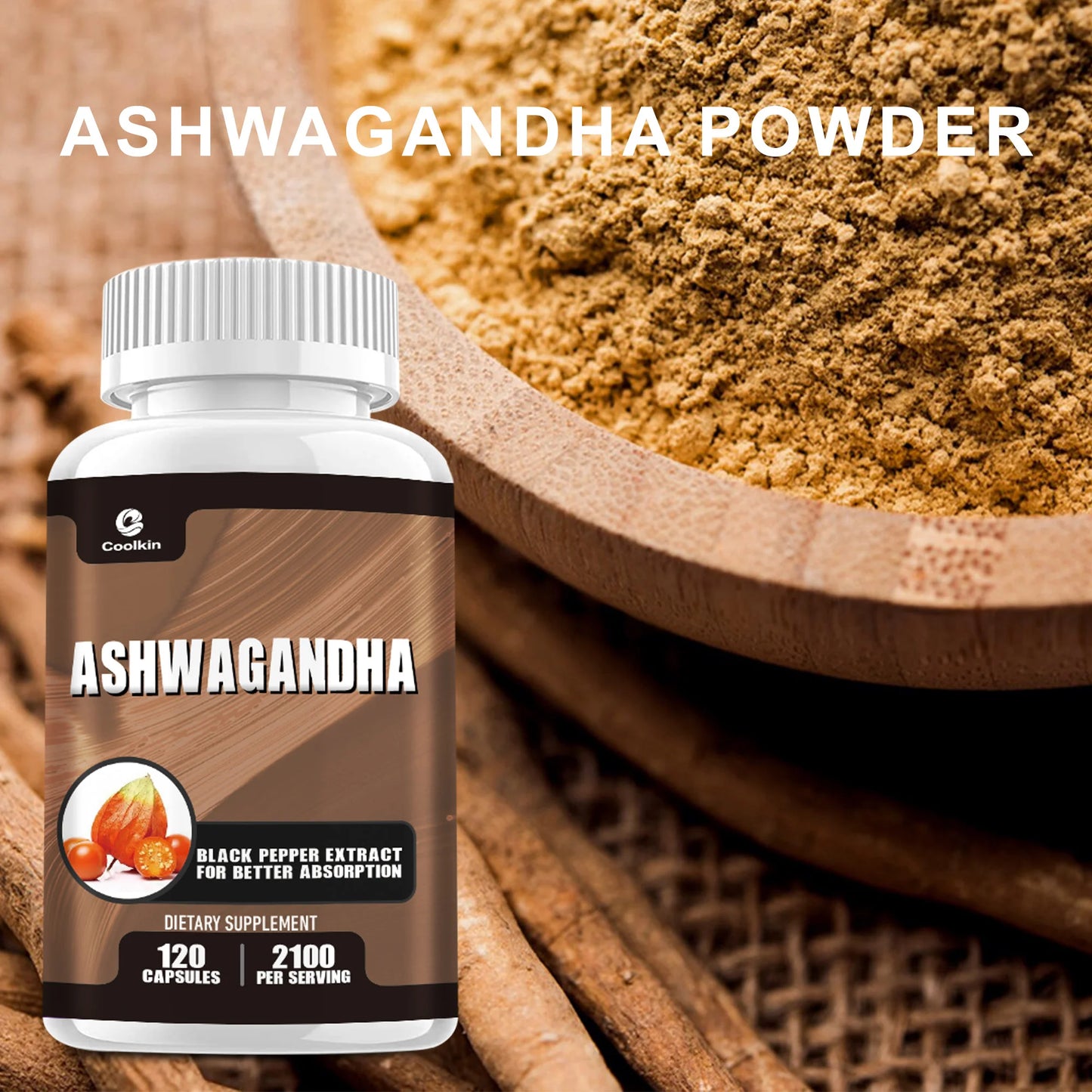 Ashwagandha Capsules - Supports Energy, Reduces Anxiety, Relaxation, Improving Sleep, Enhancing Immunity - 120 Capsules