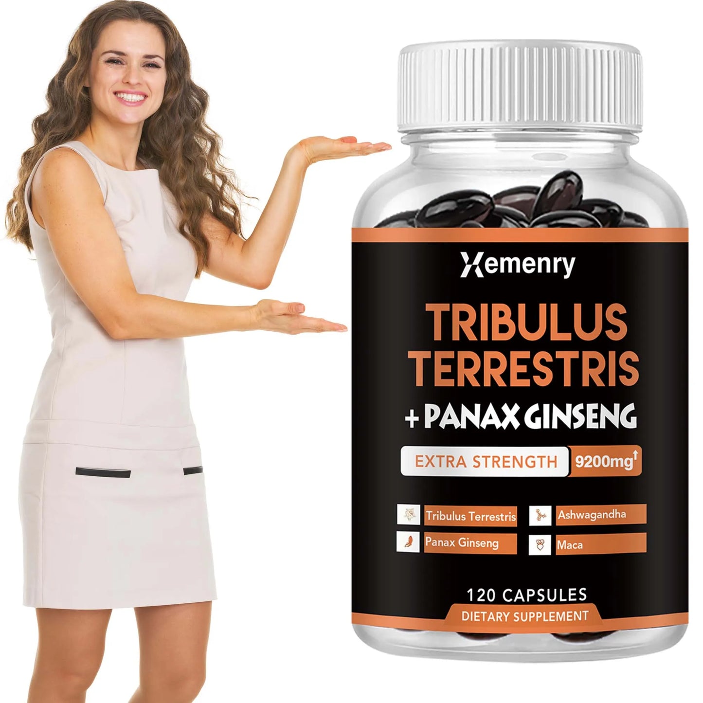 Tribulus Terrestris + Ginseng - Improves Strength, Endurance and Energy for Better Athletic Performance - 120 Capsules