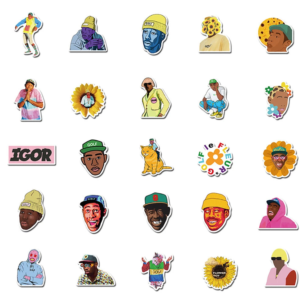 10/30/50PCS Rapper Tyler The Creator Stickers DIY Skateboard Guitar Motorcycle Laptop Luggage Classic Toy Cool Sticker Decals