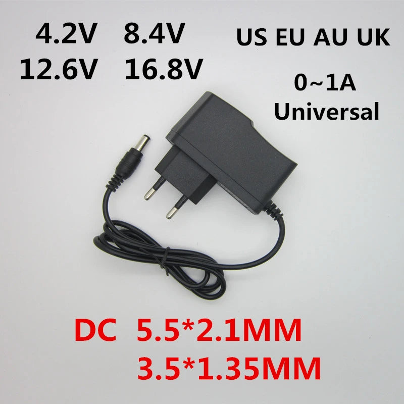 AC 100-240V DC 4.2V 8.4V 12.6V 16.8V 1A Charger Power Adapter supply 4.2 8.4 12.6 16.8 V 1000MA for 18650 Lithium Li-ion Battery