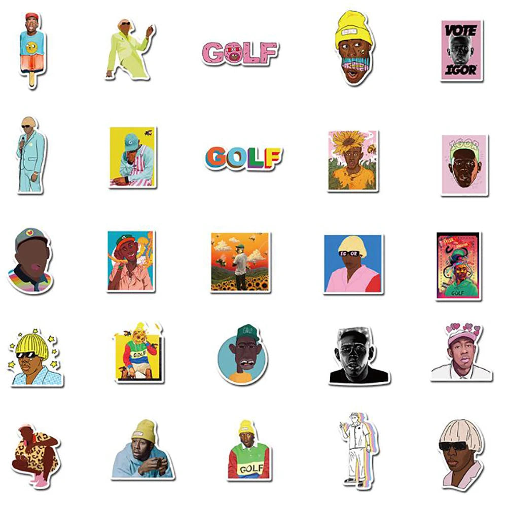 10/30/50PCS Rapper Tyler The Creator Stickers DIY Skateboard Guitar Motorcycle Laptop Luggage Classic Toy Cool Sticker Decals