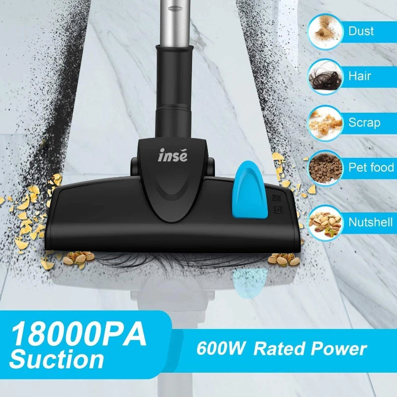 Vacuum Cleaner Corded INSE I5 18Kpa Powerful Suction 600W Motor Stick Handheld Vaccum Cleaner for Home Pet Hair Hard Floor