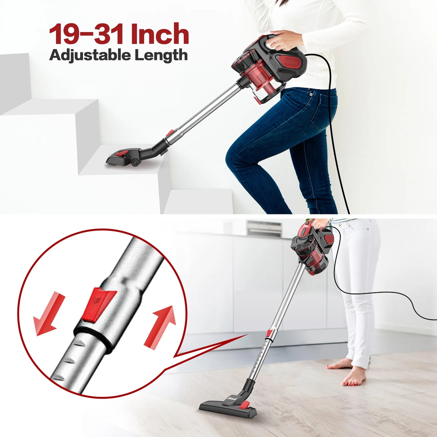 Vacuum Cleaner Corded 18Kpa Powerful Suction 600W Motor Handheld Vacuum Cleaner Multipurpose 3 in 1 Household Cleaning Appliance