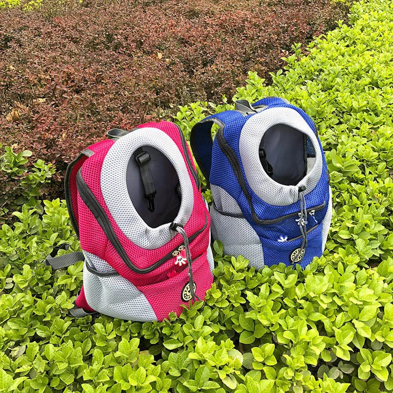 Outdoor Pet Dog Carrier Bag Portable Travel Backpack  Front Bag Double Shoulder Mesh Backpack Head Carrying Bags For Cat