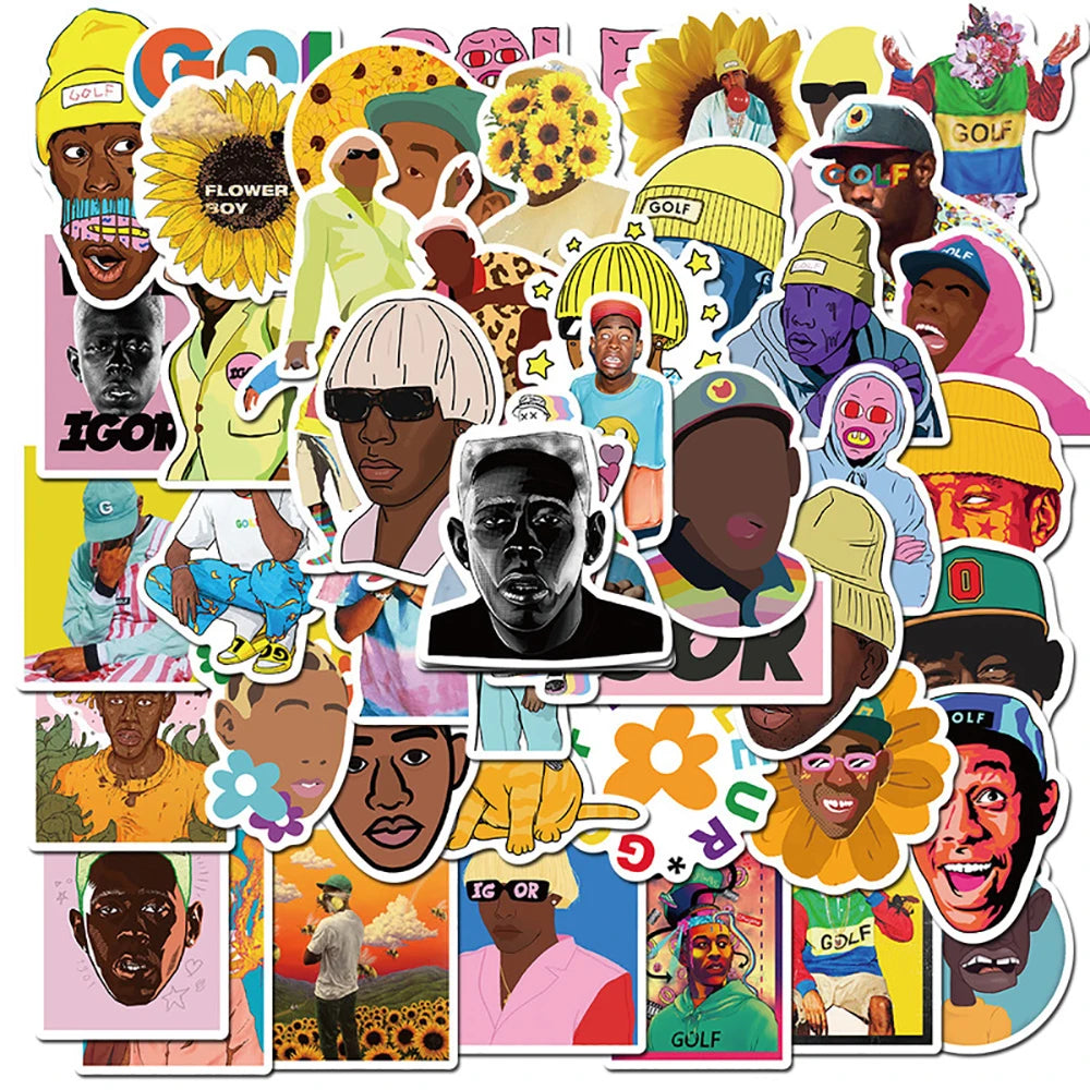 10/30/50PCS Rapper Tyler The Creator Stickers DIY Skateboard Guitar Motorcycle Laptop Luggage Classic Toy Cool Sticker Decals