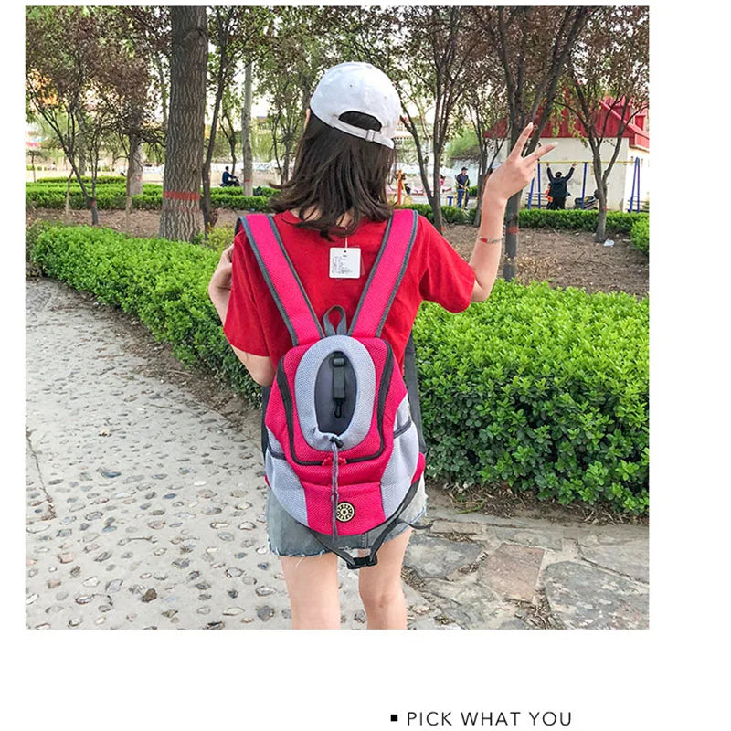 Outdoor Pet Dog Carrier Bag Portable Travel Backpack  Front Bag Double Shoulder Mesh Backpack Head Carrying Bags For Cat