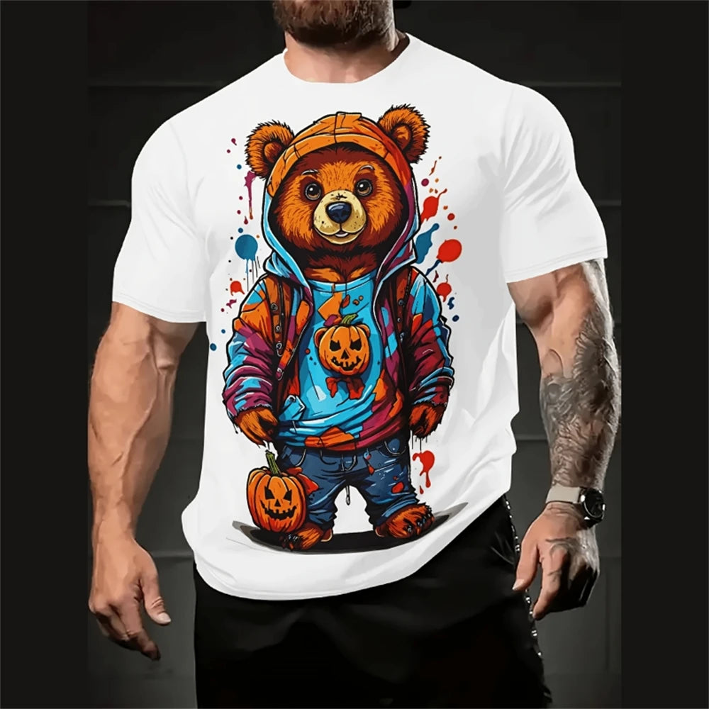 Funny Cartoon Men's T-Shirt 3d Print Short Sleeve Micro Elastic Breath Streetwear Summer Casual Oversized T-Shirts Men Clothing