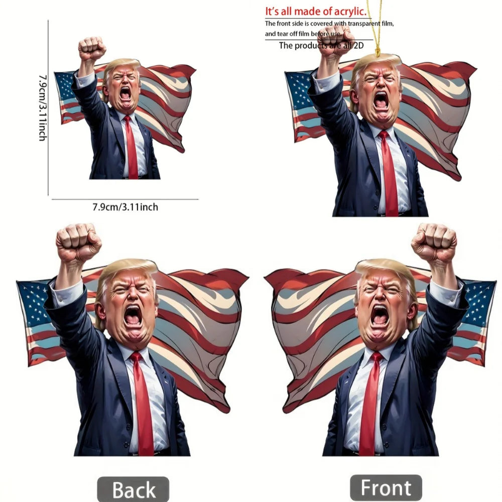 2024 Trump & US Flag Pendant Versatile Charm "MAGA" Spirit Keychain For Car Mirror,Backpacks,Home,Festive Party,Gift & Decor