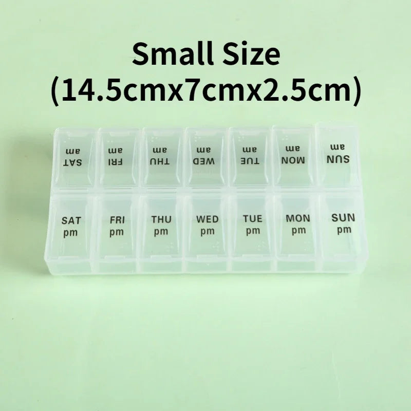 New Weekly Portable Travel Pill Cases Box 7 Days Organizer 14 Grids Pills Container Storage Tablets Vitamins Medicine Fish Oils