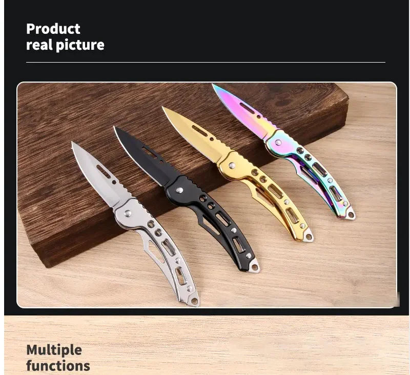 Stainless Steel Keychain Folding Knife Outdoor Carrying Knife Mirror Sharp Pocket Knife Fruit Knife Folding Knife Outdoor Tool