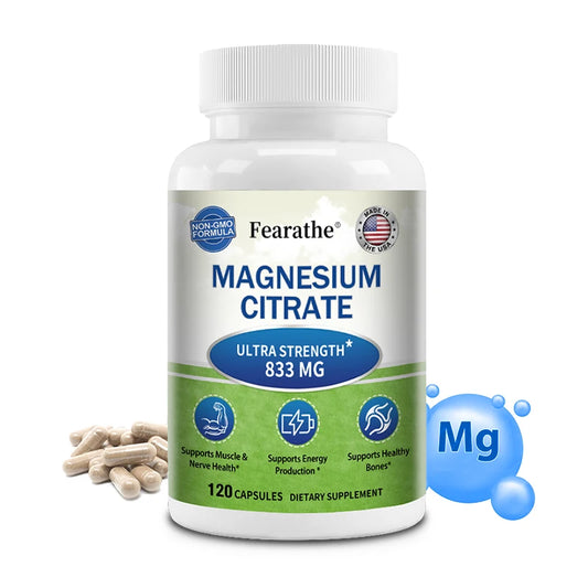 Magnesium Citrate Supplement - Maximum Strength Vegetarian, Supports Muscles, Heart, Bones, Energy, Nervous System, Joints