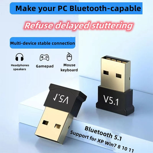 USB Adapter For PC Bluetooth 5.1 Adapter, Wireless Bluetooth For Computer Laptop Wireless Headphones