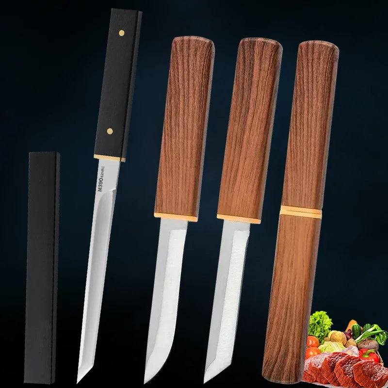 2024Forged Boning Meat Cleaver Knife Stainless Steel Mongolian Kitchen Hand Meat Fruit Knife Roasted Lamb Steak Knife with Cover