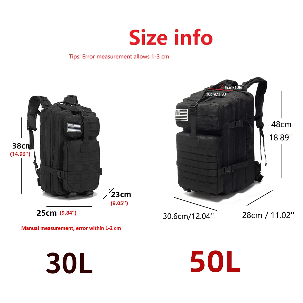 30L/50L 1000D Nylon Waterproof Backpack Outdoor Rucksacks Tactical Sports Camping Hiking Trekking Fishing Hunting Bag