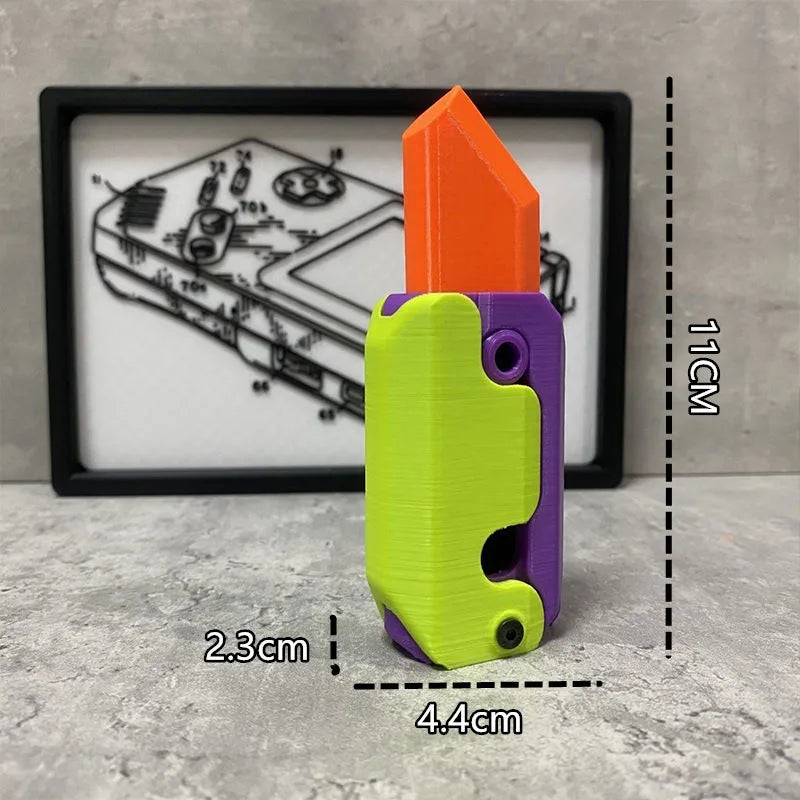 New 3D Printed Gravity Claw Knife Toy Stress Relief Butterfly Fidget Hand Gripper Sensory Toy Folding Claw Knife Radish for Gift