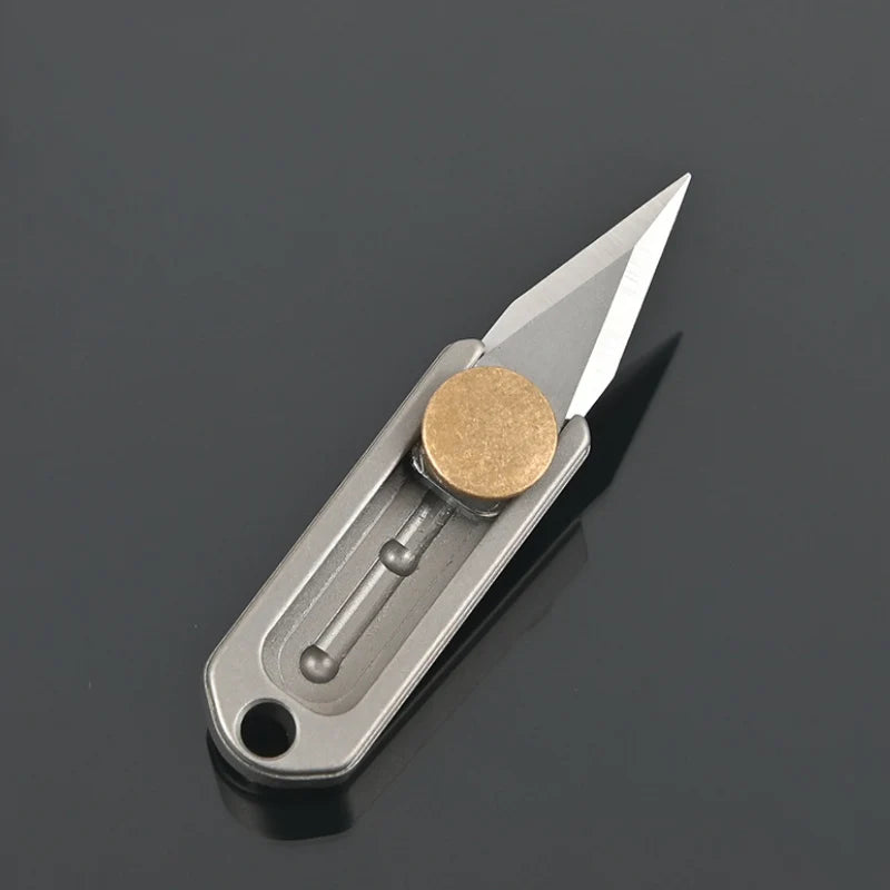 pure titanium Mini Knife Sharp Demolition Express Knife Portable EDC Keychain Pendant Pocket Push-pull Open Box Knife