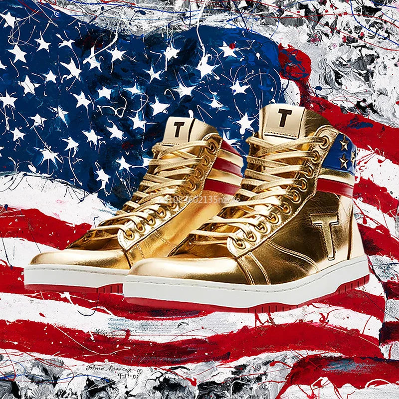 Gold Silvery Trump Shoes 2024 MAGA Never Surrender Shoe Sneaker Basketball Mens WomensCasual Boots Road Shoe Big size 47 48