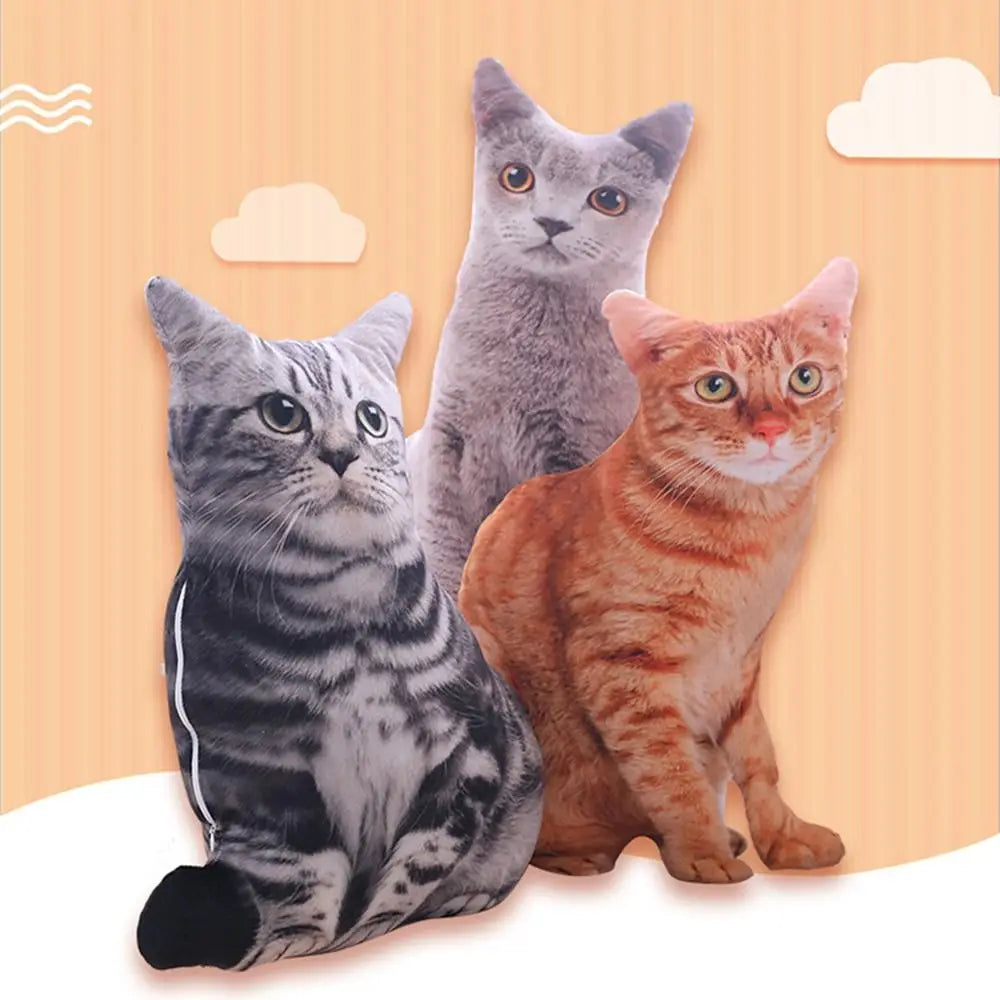 Plush Realistic 3D Cat Doll Cartoon Stuffed Simulation Cat Plushie Pillow Kawaii Soft Plush Animals Toy Cushion for Kids Girls