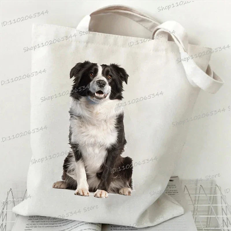 3D Animals Dog Print Shoulder Bag Women Men Cartoon Dog Tote Bags Student Casual Large-capacity Shopping Harajuku Canvas Handbag