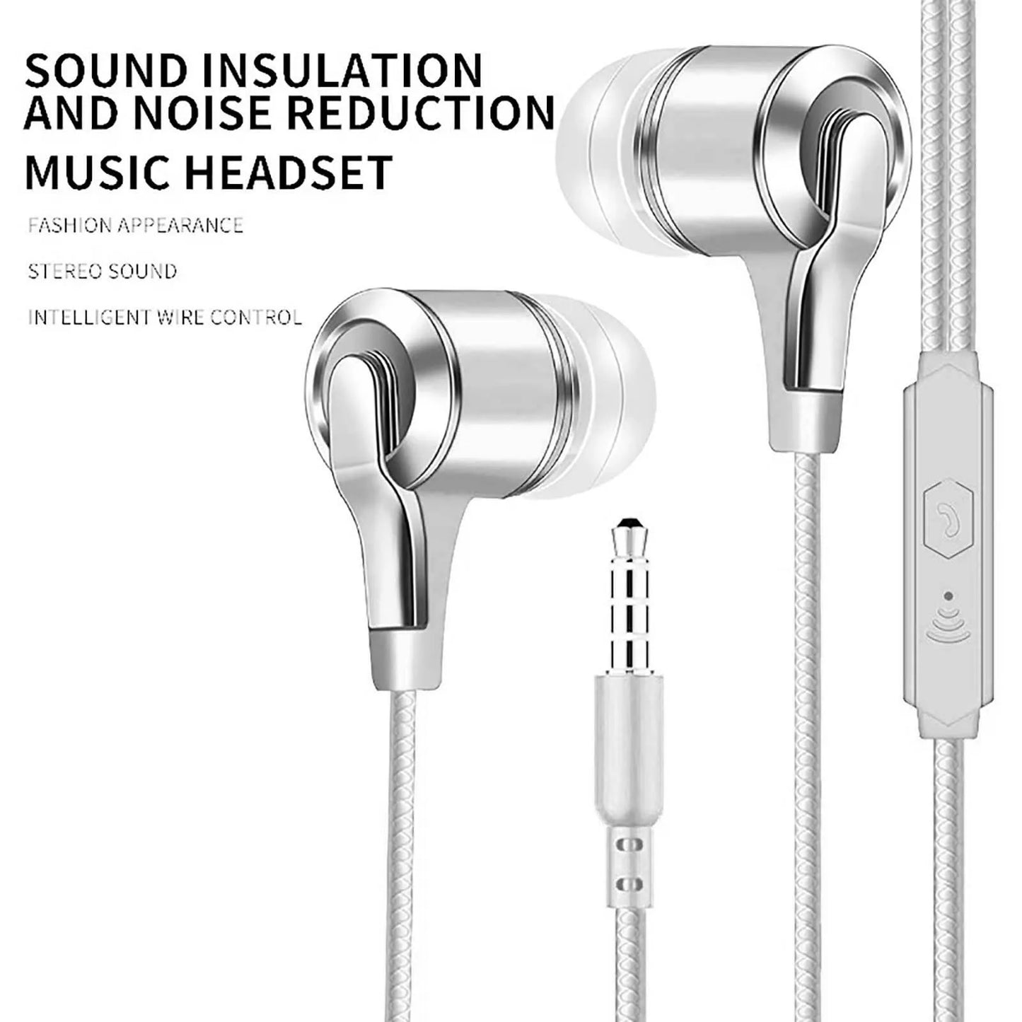 Wired In-Ear Earphone In Ear Noise Cancellation Ergonomic Design Stereo Sports Music Headphones For Mobile Phone Everyday Use