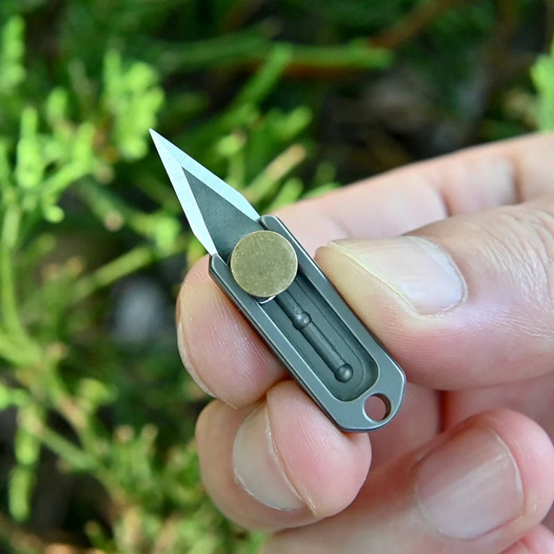 pure titanium Mini Knife Sharp Demolition Express Knife Portable EDC Keychain Pendant Pocket Push-pull Open Box Knife