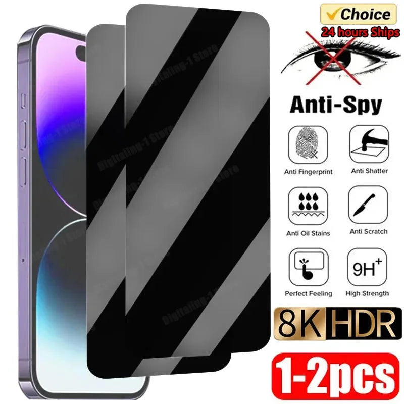 1-2Pcs Anti-spy Tempered Glass for IPhone 15 14 13 12 11 Pro Max Full Cover Privacy Screen Protector for iPhone 13 14 15 Glass