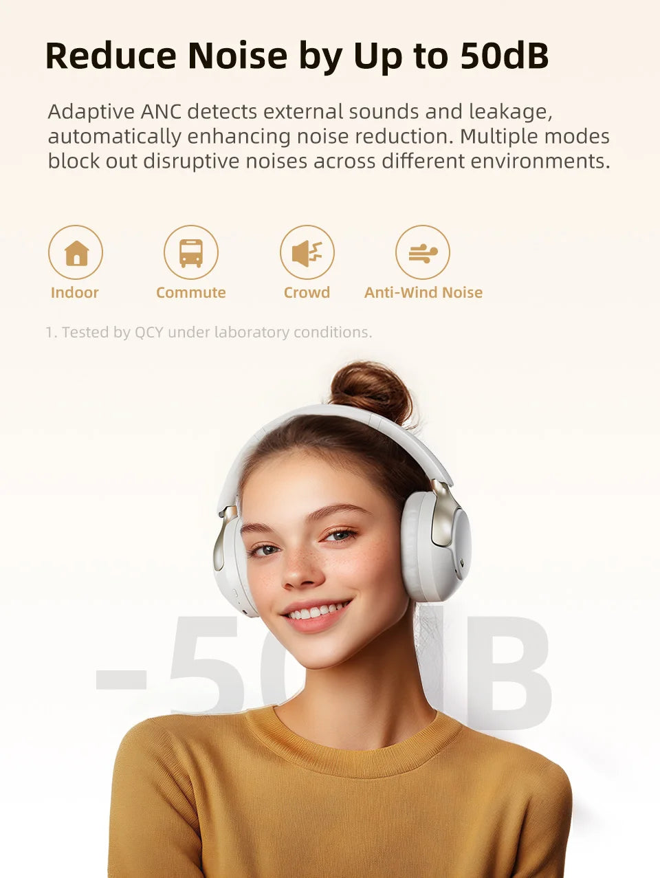 QCY H3 Pro ANC Wireless Headphone Hi-Res Spatial Audio Earphone with LDAC 50dB Noise Canceling Over Ear Headset Dual Connection