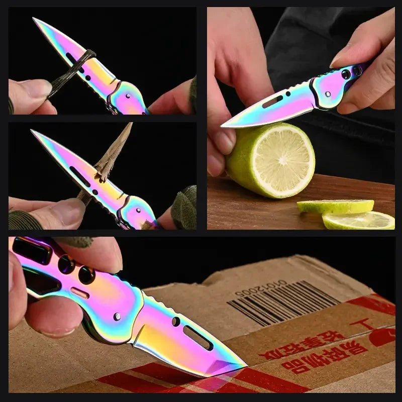 Stainless Steel Keychain Folding Knife Outdoor Carrying Knife Mirror Sharp Pocket Knife Fruit Knife Folding Knife Outdoor Tool