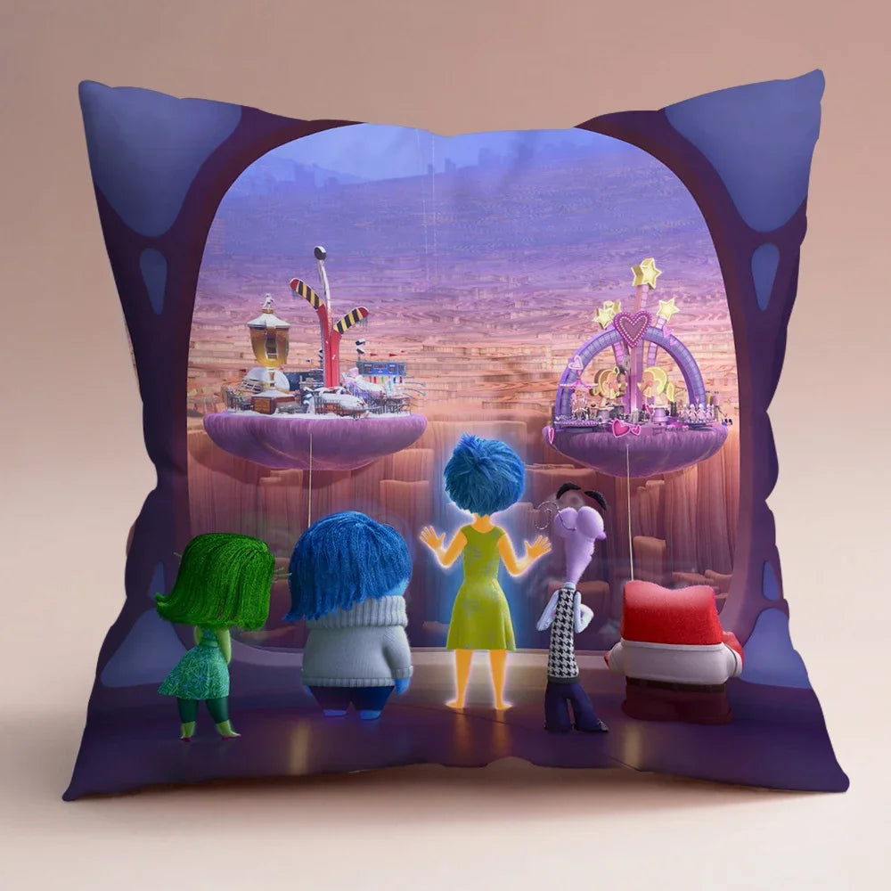 Inside Out 2 Envy Anger Anxiety Disgust Peach Skin Velvet Pillowcase Anime Peripheral Sofa Cushion Waist Pillow Birthday Gifts