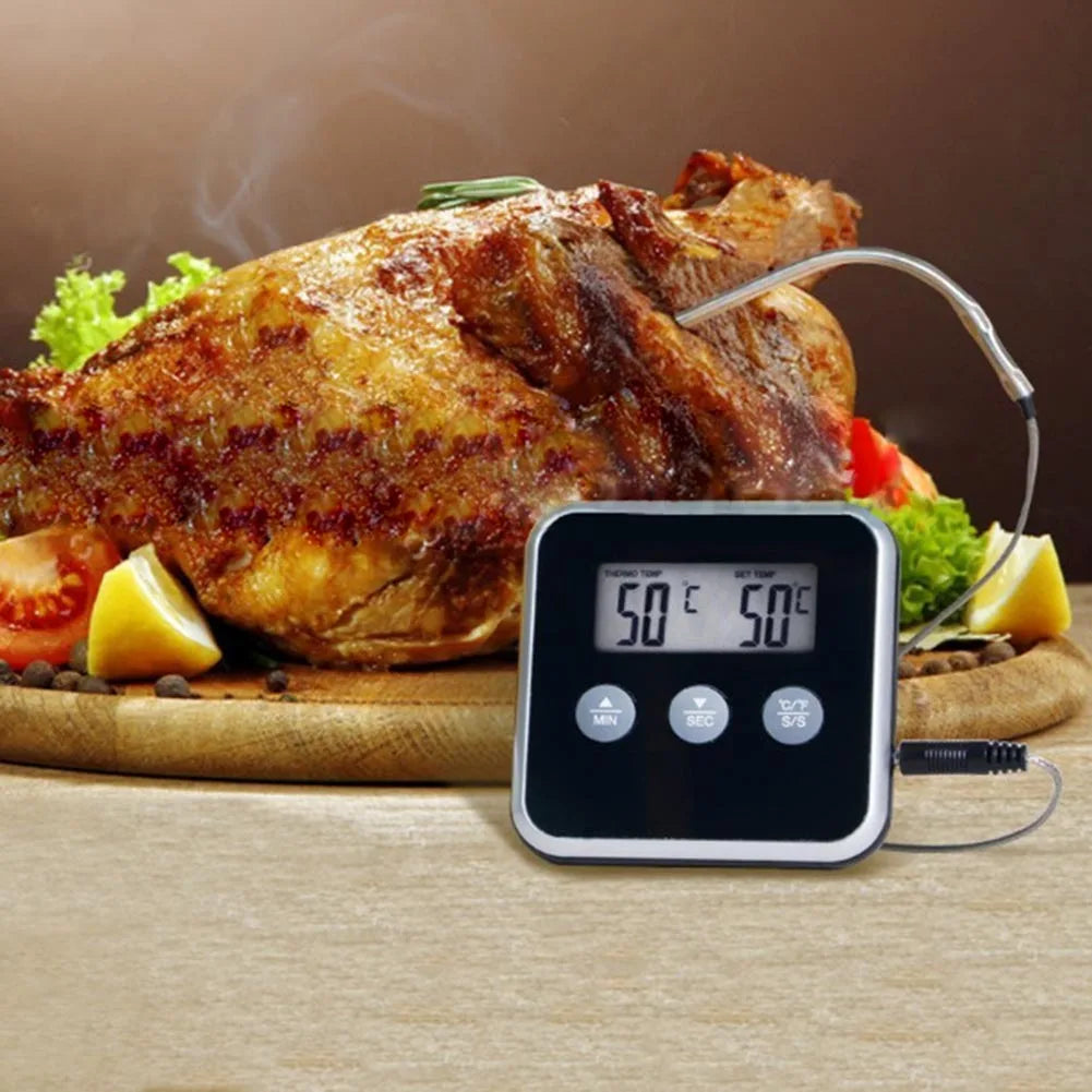 Kitchen Digital Cooking Thermometer Meat Food Temperature for Oven BBQ Grill Timer Function with Probe Heat Meter for Cooking