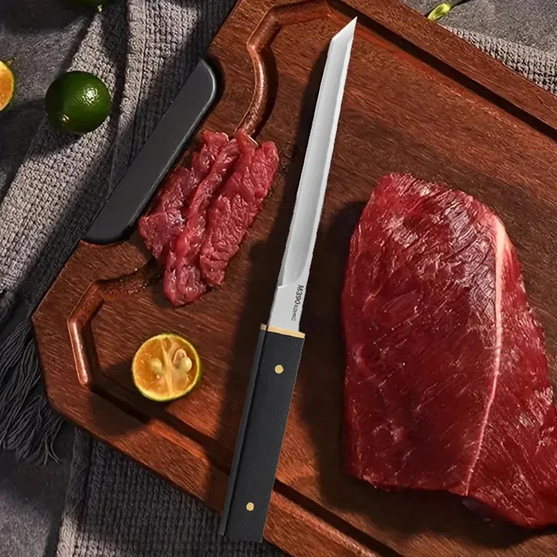 2024Forged Boning Meat Cleaver Knife Stainless Steel Mongolian Kitchen Hand Meat Fruit Knife Roasted Lamb Steak Knife with Cover