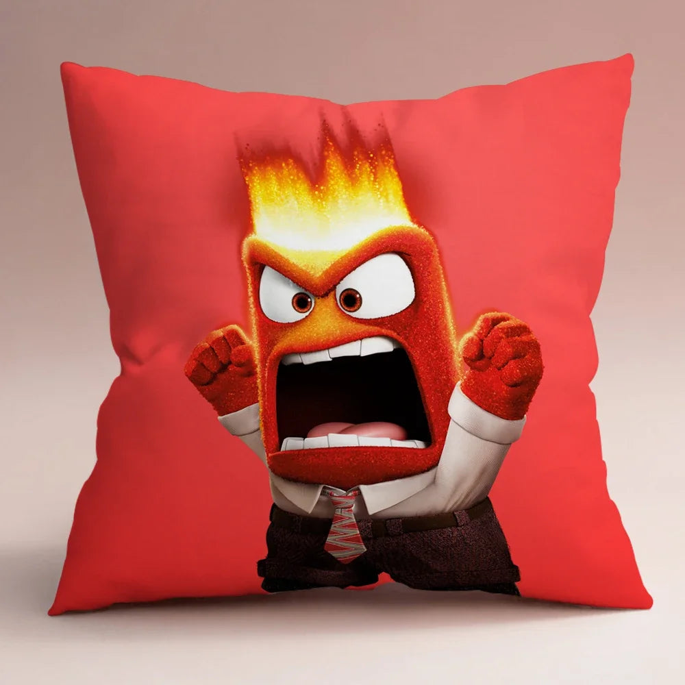 Inside Out 2 Envy Anger Anxiety Disgust Peach Skin Velvet Pillowcase Anime Peripheral Sofa Cushion Waist Pillow Birthday Gifts