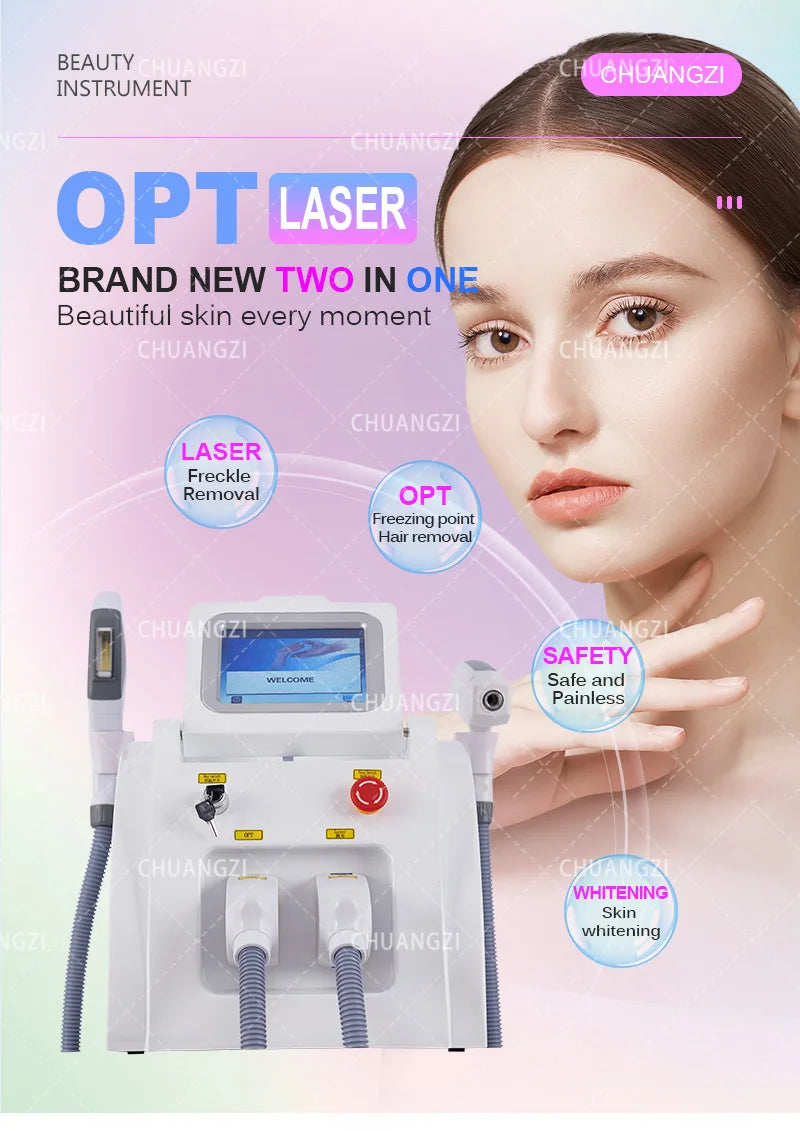 Professional IPL+ OPT Epilator Laser Painless Hair Removal Machine E-Light Skin Whitening Fast Depilation Permanent Device