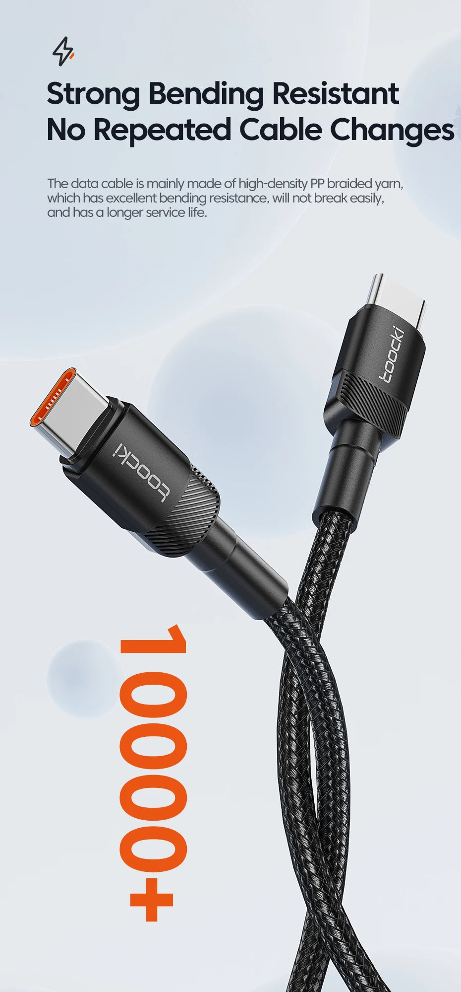 Toocki 100W Type C to USB C Cable PD 3.0 Quick Charge 4.0 Fast Charging Type C to Type C for iPhone 15 Macbook Samsung Xiaomi