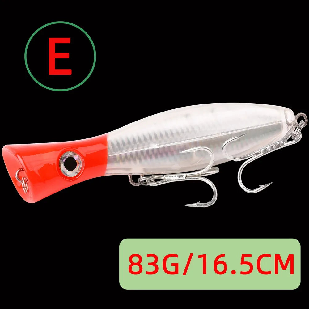 1pc 41g/83g Big Popper Floating Wobbler Fishing Lures,Topwater Trolling Artificial Plastic Hard Bait, Fishing Tackle