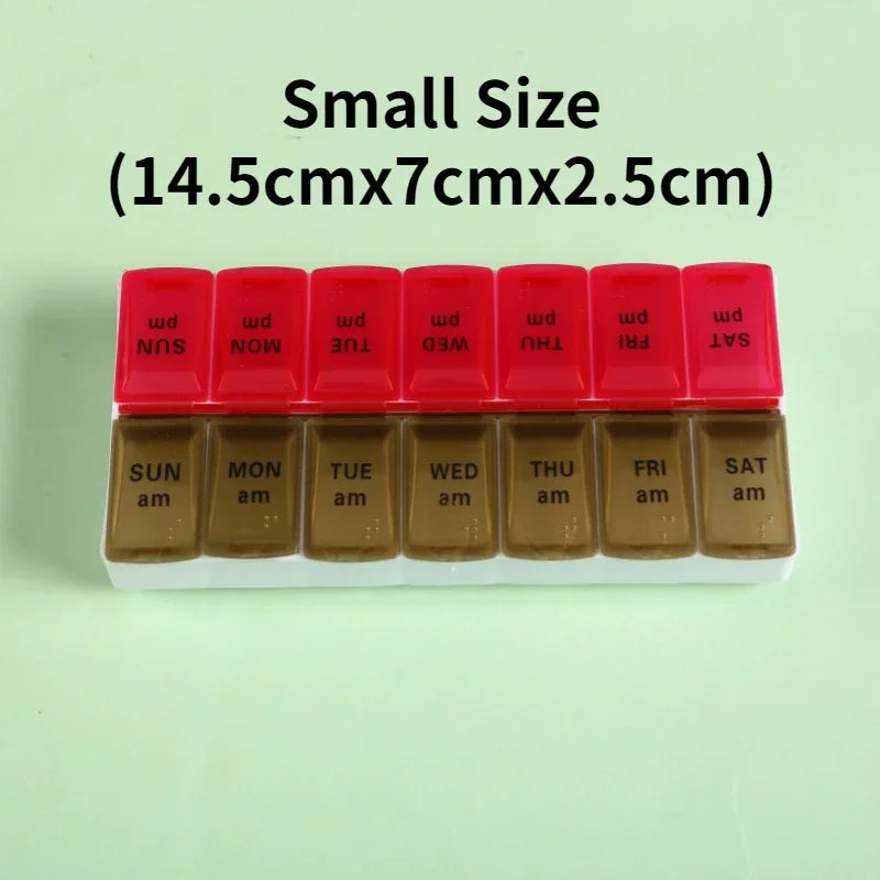 New Weekly Portable Travel Pill Cases Box 7 Days Organizer 14 Grids Pills Container Storage Tablets Vitamins Medicine Fish Oils