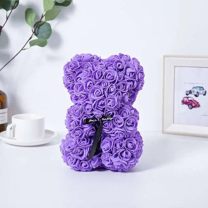 Rose Bear NEW Valentines Day Gifts 25cm Flower Bears Artificial Floral Decorations Mother' DAY Gift For Girlfriend Festival And