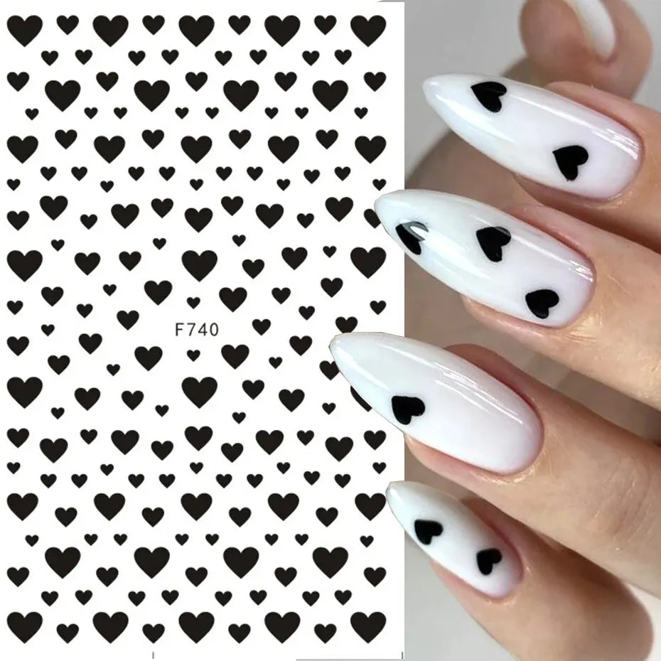 6PCS 3D Valentines Day Nail Art Sticker Lover Letter Cute Girl Cartoon Slider Full Wrap Stickers On Phone Nail Art Accessories